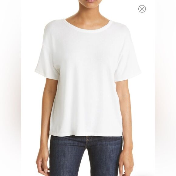 Rag and Bone The Knit Open Back Tee Shirt in White | Size M - Picture 1 of 9